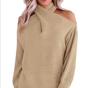 Cold shoulder lightweight knit sweater